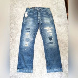 POLO RALPH LAUREN RRL Relaxed Distressed Buckly Classic Jeans Mens 34x34 NEW